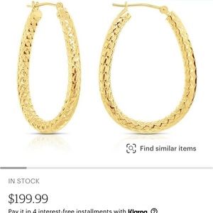 14K Gold Large Oval Hoop Earrings